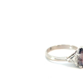 Platinum 3.03ct Pear Shape Zoned Pink and Blue Sapphire /.75ct G VS2 Trillion Diamond Ring Certified By GIA # 2213300337